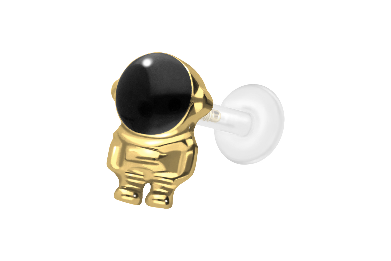 PTFE Labret Piercing mit Innengewinde + Titan-Aufsatz ASTRONAUT